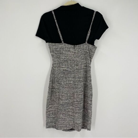 Almost Famous Women’s 2 Piece Mini Bodycon Gray Dress M Mock Neck Short Sleeve - Picture 3 of 3